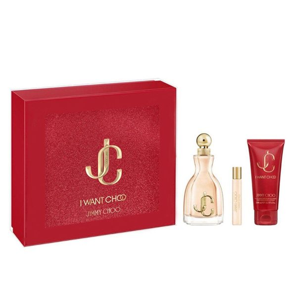 Gift Set Jimmy Choo I Want Choo 3pcs ( EDP 100ml & EDP 7.5ml & Body Lotion 100ml )